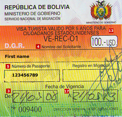 Bolivien Visum